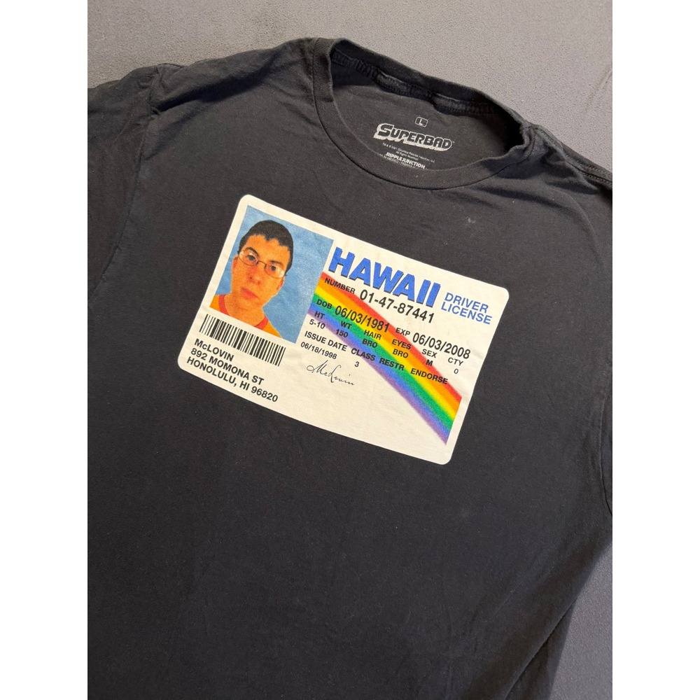 Superbad McLovin Hawaii Driver License T Shirt Black Large